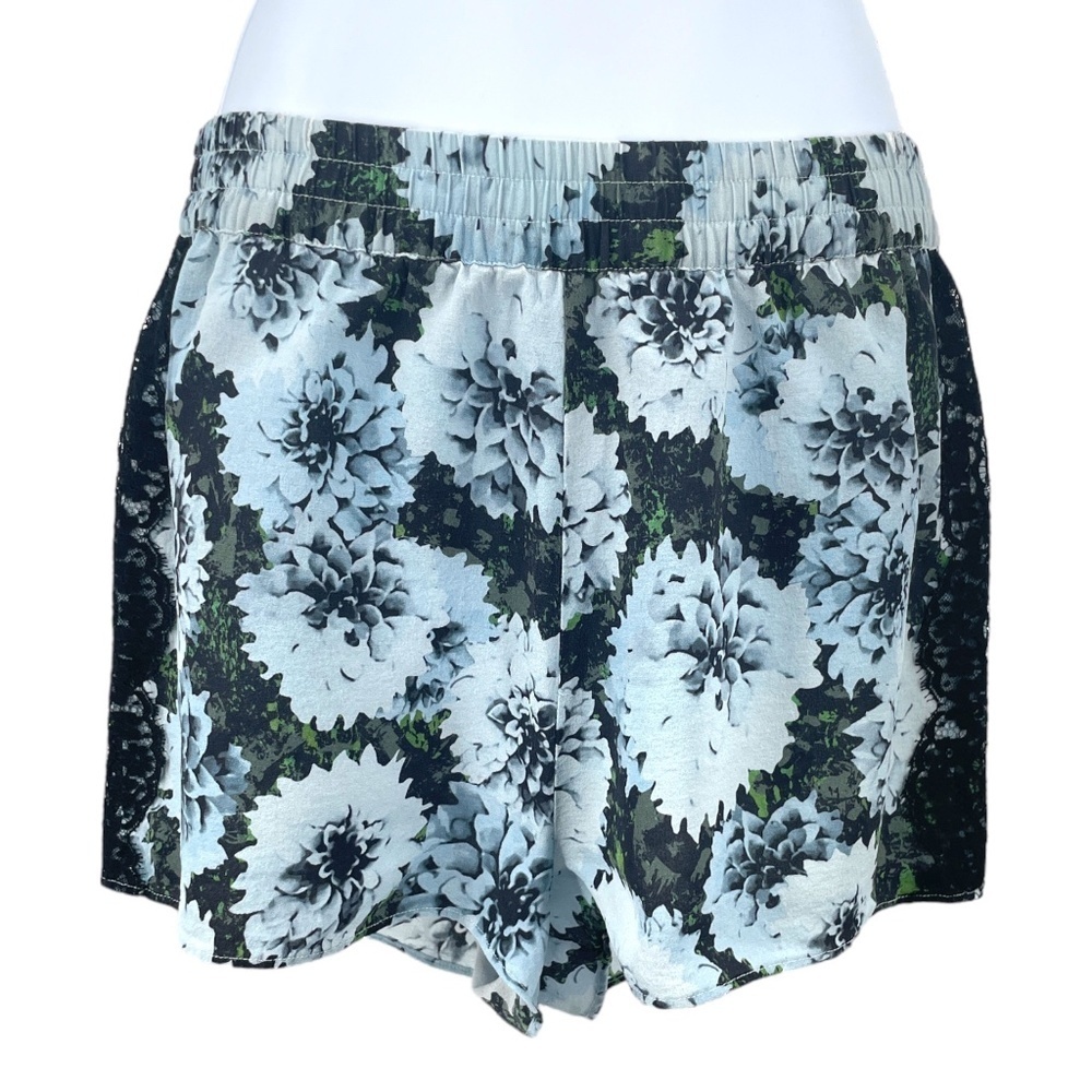 Fleur du Mal Silk Georgette Camisole/PJ Short Set, Blue Floral, Size M - Picture 4 of 7